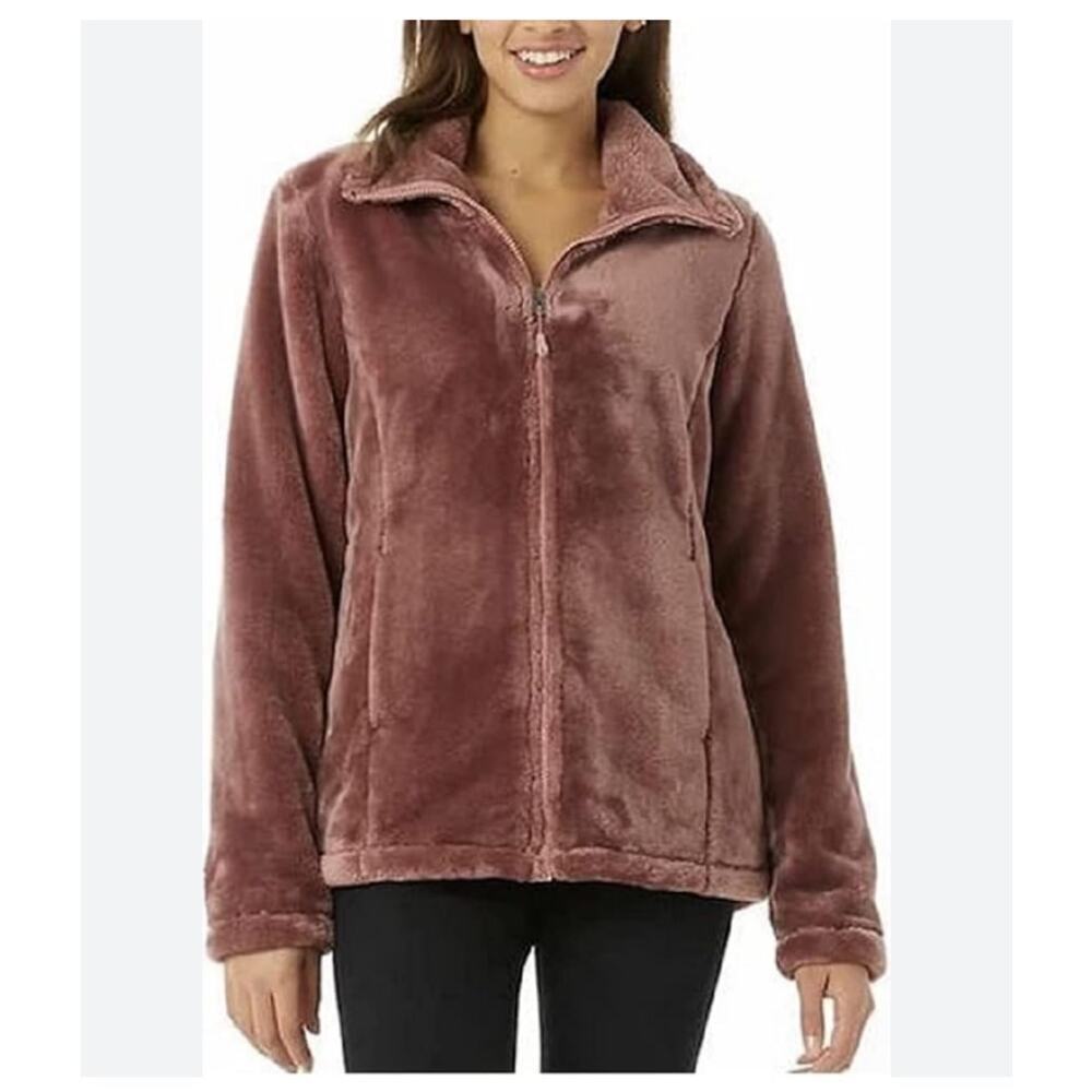 32 Degrees Heat Plush Zip Up Jacket Dark Pink Size Large